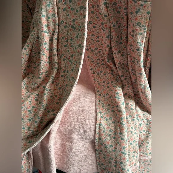 IVY JANE boho style pink long jacket floral chunky buttons pleated waist NWT - Picture 15 of 15